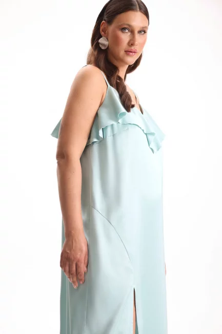 Платье из поливискозы с воланом на груди