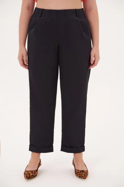 Брюки из смесового хлопка с подворотом