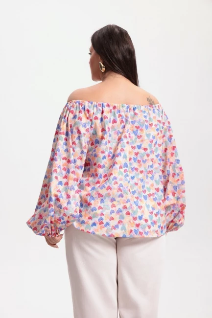 Блузка в стиле кантри с оранжевым принтом – фото – Plus Size 50–64 – Моно-Стиль
