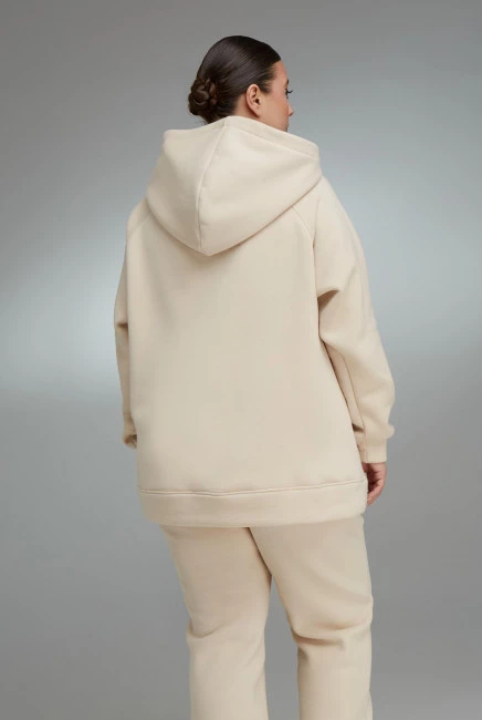 Худи relaxed fit бежевого цвета с начесом