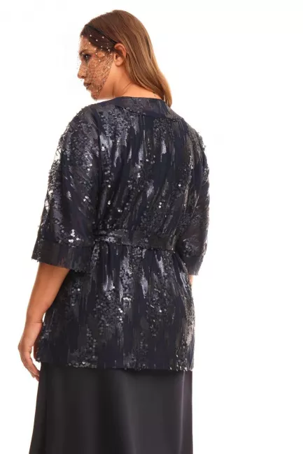 Блуза кимоно с пайетками на подкладке сетка