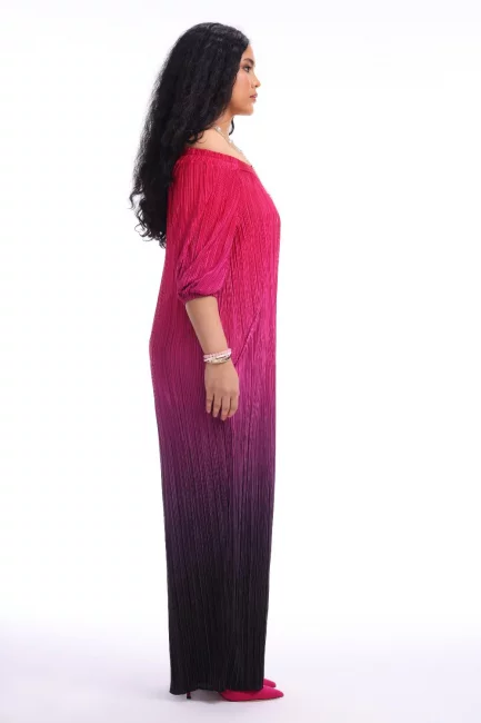 Комбинезон в мелкую гофрировку с градиентом