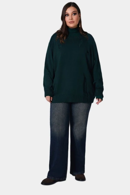 Джемпер с элементами деконструкции – фото – Plus Size 50–64 – Моно-Стиль