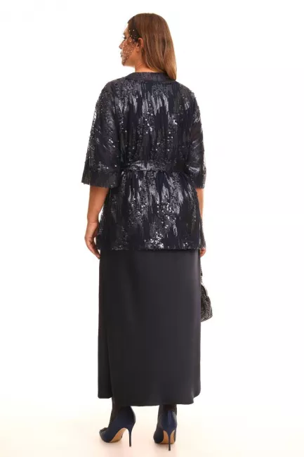 Блуза кимоно с пайетками на подкладке сетка