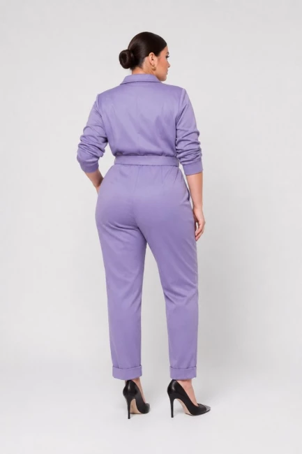 Комбинезон из смесовой вискозы с шалевым воротником – фото – Plus Size 50–64 – Моно-Стиль