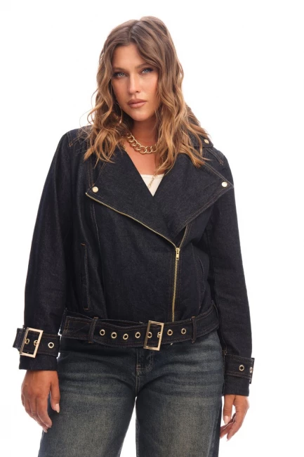 Косуха из денима на подкладке – фото – Plus Size 50–64 – Моно-Стиль