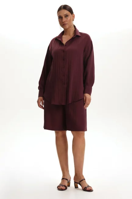 Шорты изо льна темно-фиолетового цвета