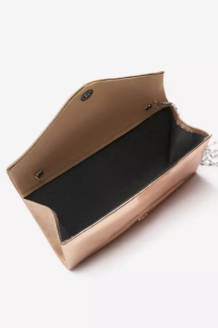 Комбинированный клатч с атласной и металлизированной кожей