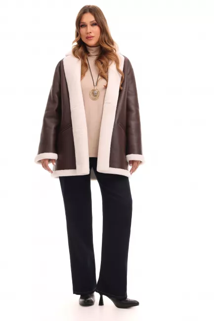 Двубортная дубленка из мериноса