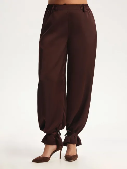 Брюки палаццо из поливискозы с завязками энкл тай