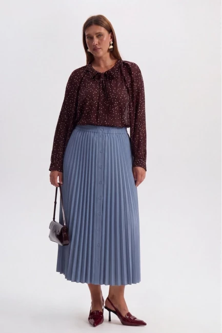 Юбка плиссе макси голубого цвета – фото – Plus Size 50–64 – Моно-Стиль