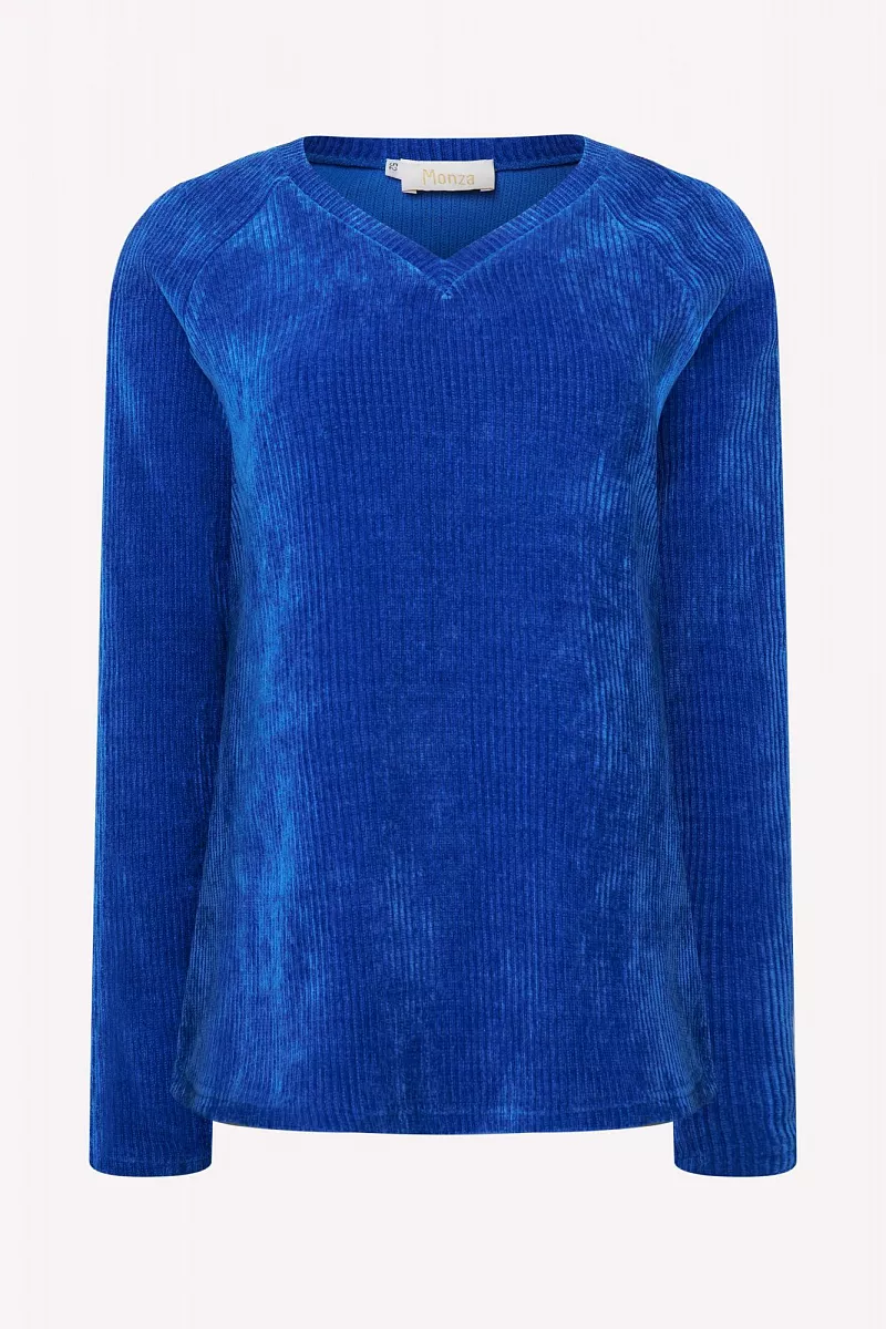 Лонгслив из трикотажного велюра в рубчик