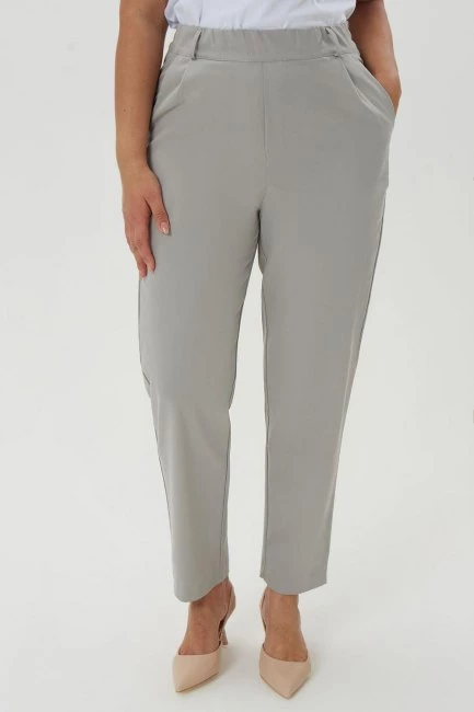 Брюки слаксы из серого хлопка
