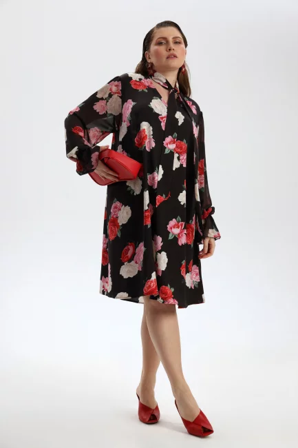 Платье трапеция с шифоновым рукавом на рост 162