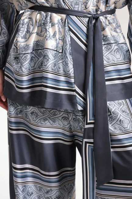 Брюки палаццо из поливискозы с голубым принтом – фото – Plus Size 50–64 – Моно-Стиль