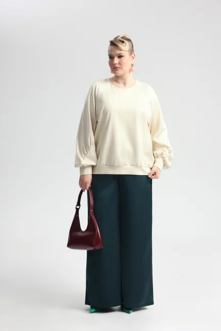 Свитшот из трикотажа с комбинированным рукавом