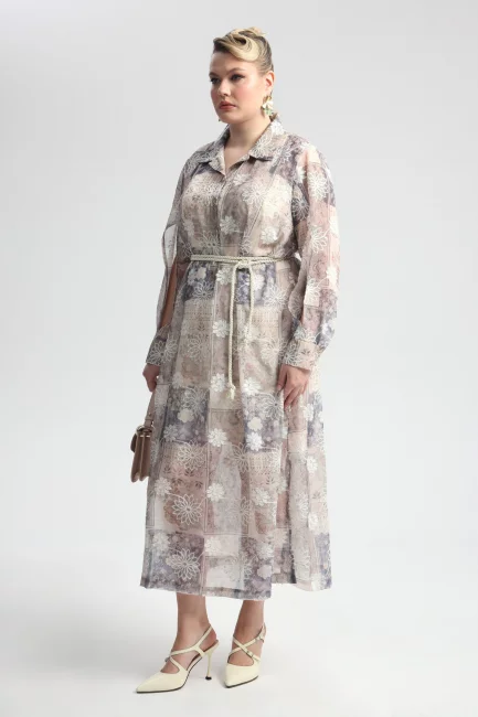 Платье с разрезами из тенселя с пайетками