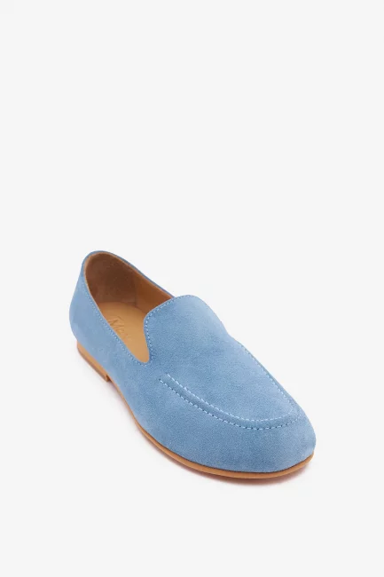 Венецианские лоферы из голубой замши