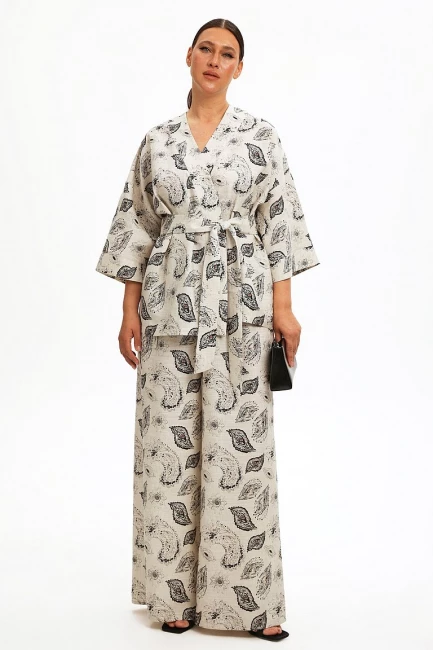 Палаццо изо льна с принтом – фото – Plus Size 50–64 – Моно-Стиль
