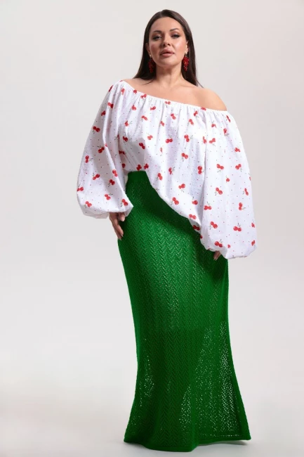 Блузка кантри с английской вышивкой – фото – Plus Size 50–64 – Моно-Стиль