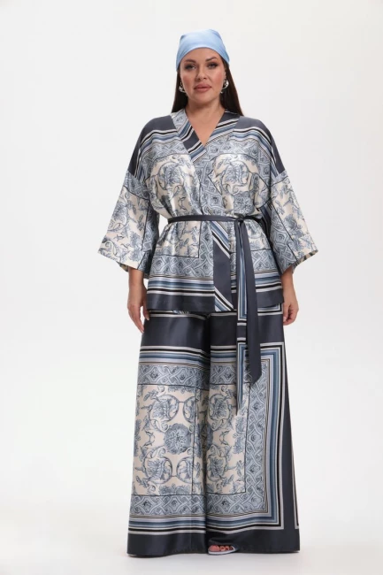 Кимоно на запа́хе из поливискозы с принтом – фото – Plus Size 50–64 – Моно-Стиль
