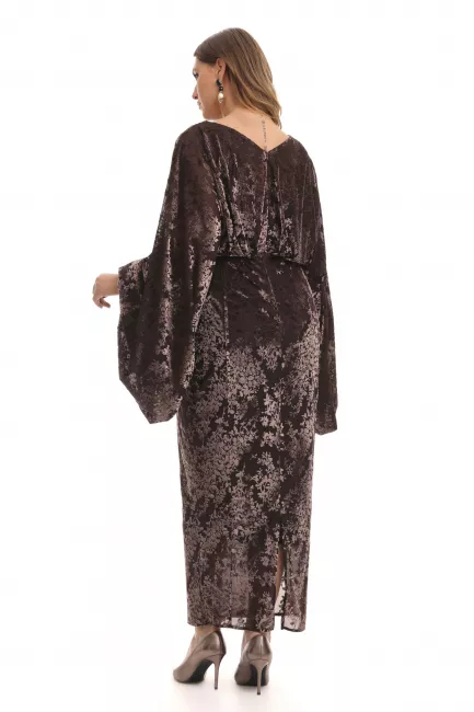 Платье с принтом из набивного бархата и рукавом жиго