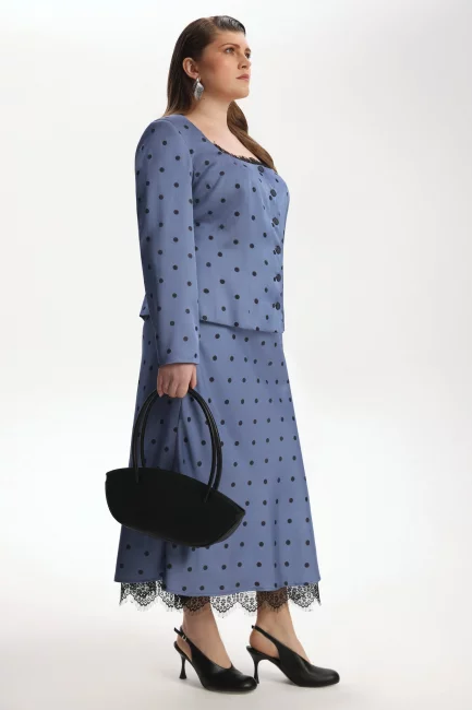 Юбка комбинация с принтом и кружевом