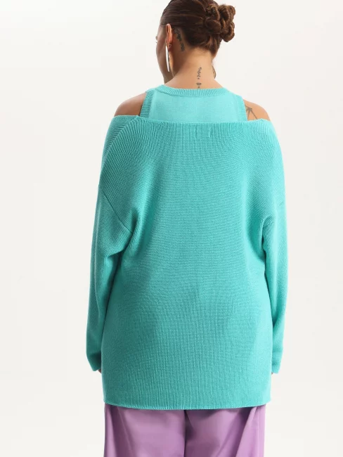 Комплект из вязаного трикотажа майка и пуловер