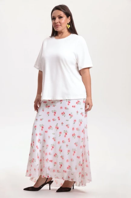Юбка макси слип с подкладкой и принтом – фото – Plus Size 50–64 – Моно-Стиль