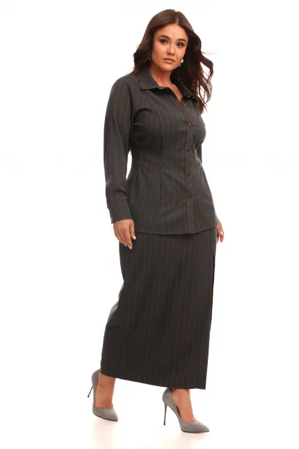 Рубашка с защипами и принтом полоска