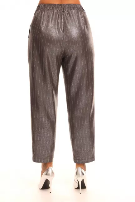 Брюки 7/8 с металлизированным блеском и принтом