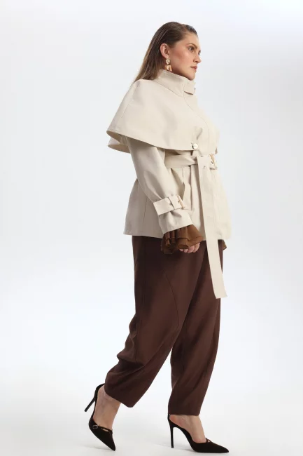 Тренч миди со съемной пелериной