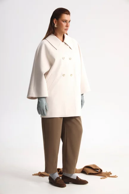 Полупальто реглан с  принтом хэрингбон