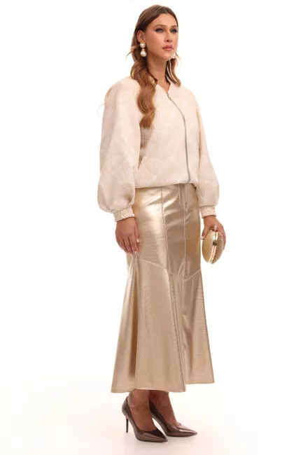 Юбка годе из тисненой экокожи