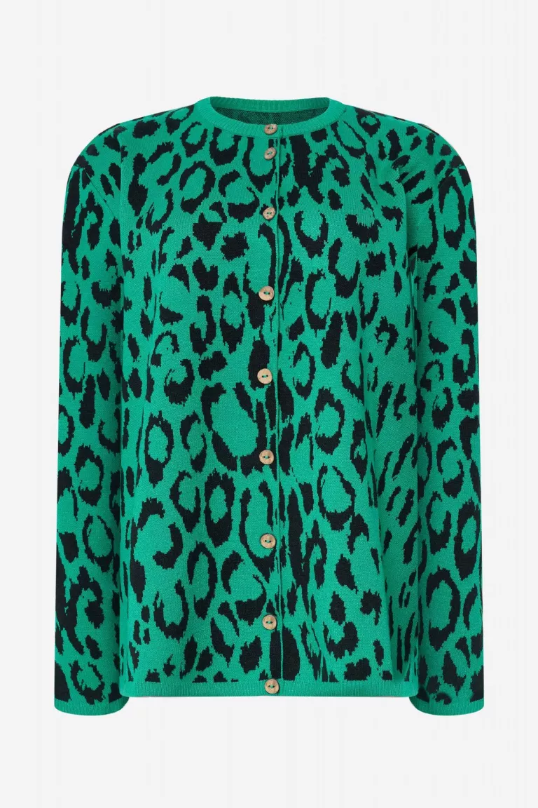 Кардиган из смесового хлопка с леопардовым принтом