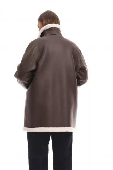 Двубортная дубленка из мериноса