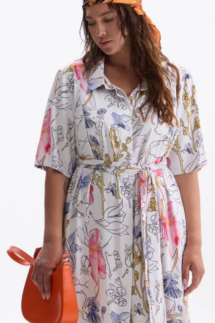 Платье рубашка макси из вискозы с принтом – фото – Plus Size 50–64 – Моно-Стиль