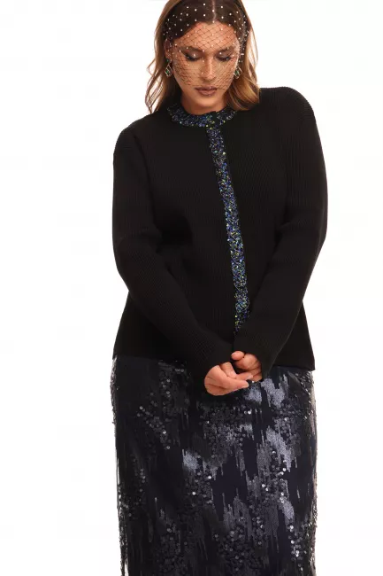 Кардиган из трикотажа с декоративной отделкой