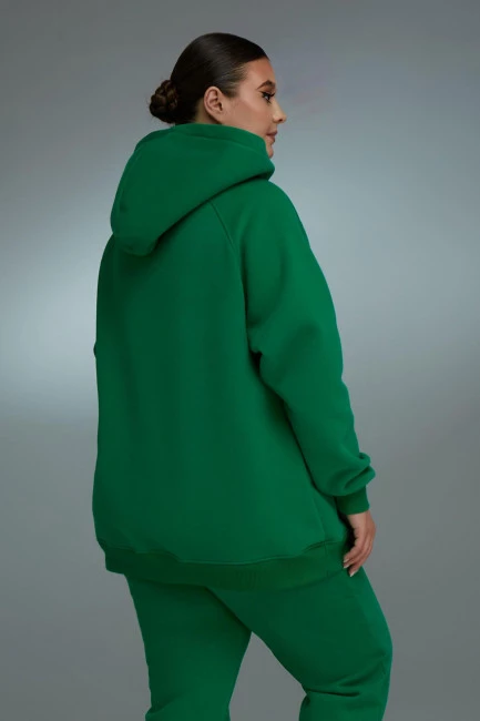 Зеленое худи relaxed fit с начесом