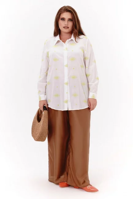 Рубашка в этно-стиле из муслина с английской вышивкой