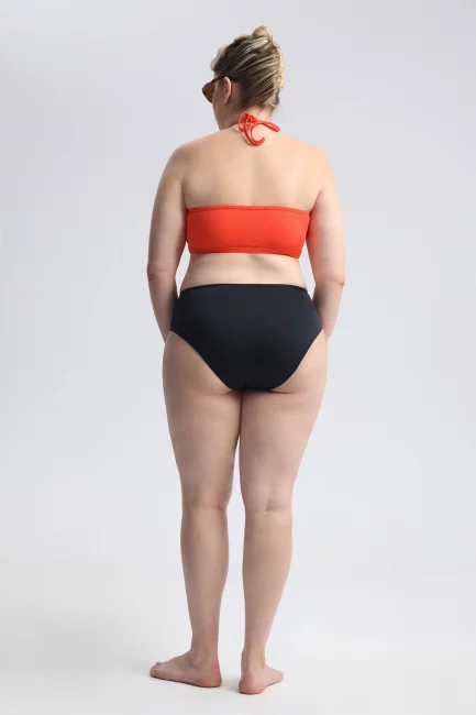 Топ бра халтер из ткани в рубчик со вставками сетка – фото – Plus Size 50–64 – Моно-Стиль