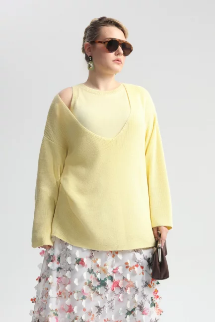 Комплект пуловер и топ из вязаного трикотажа