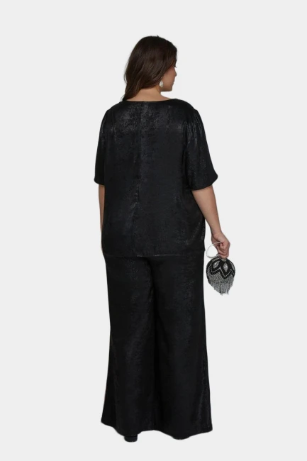 Брюки палаццо с металлизированным эффектом – фото – Plus Size 50–64 – Моно-Стиль