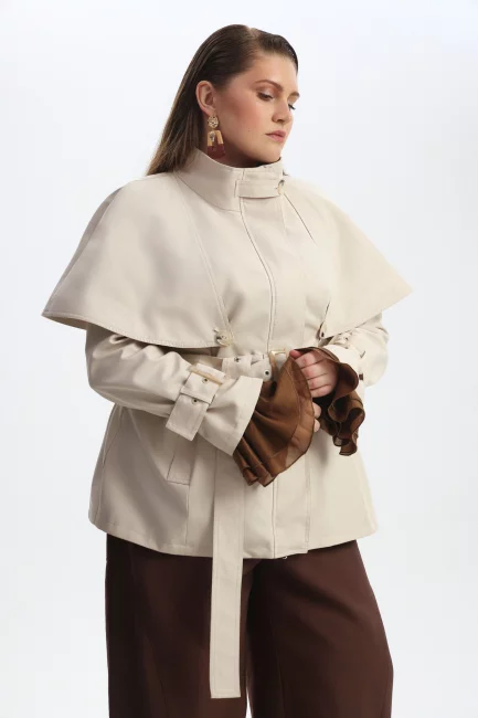 Тренч миди со съемной пелериной