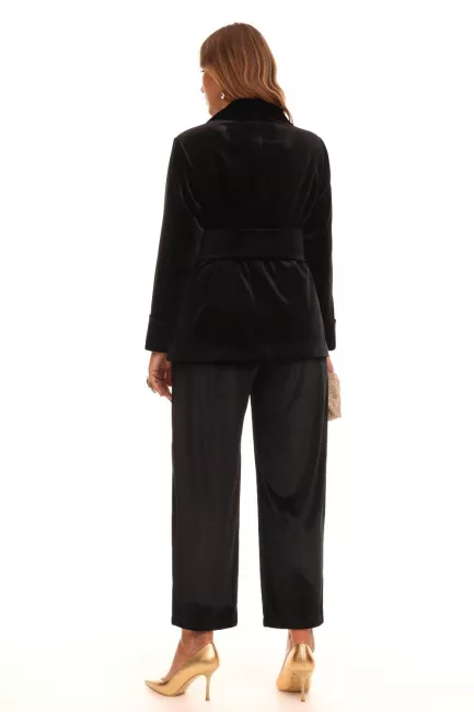 Бархатные брюки бананы с защипами