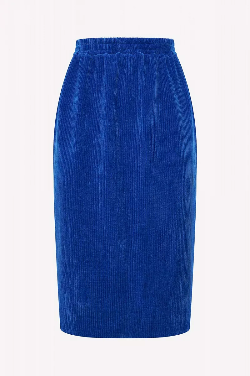 Юбка-карандаш с разрезом из велюра в рубчик