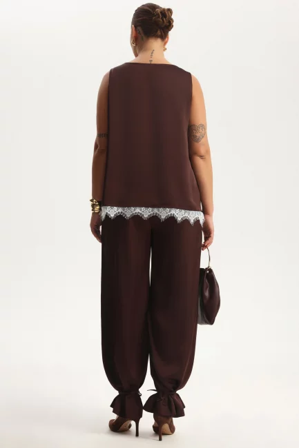 Брюки палаццо из поливискозы с завязками энкл тай