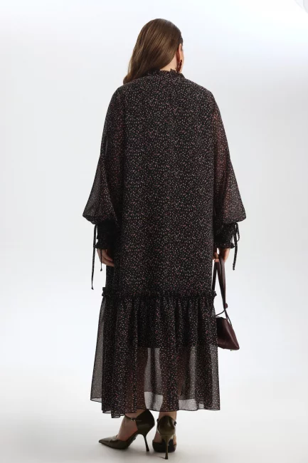 Платье трапеция из шифона с воланами и подкладкой