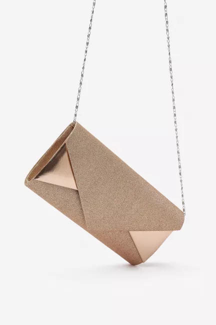 Комбинированный клатч с атласной и металлизированной кожей