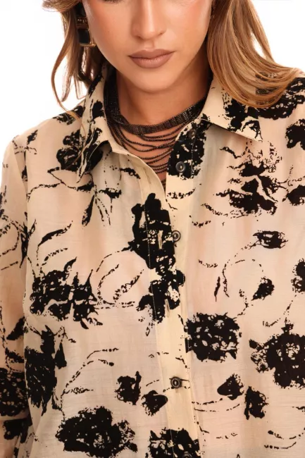 Блузка с набивным бархатным принтом